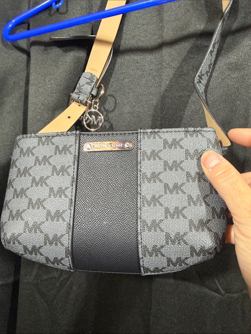 Michael Kors Gray & Black MK Logo Crossbody Belt Bag
